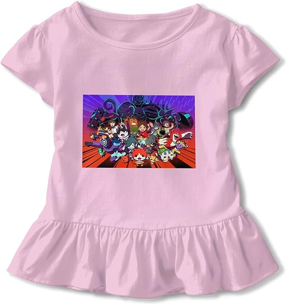 Amazon Co Jp 妖怪ウォッチ キッズ 女の子 ワンピース チュニック 半袖 長袖 Tシャツ フレアスカート 切り替え 子供ドレス Aライン 春夏 かわいい 服 ファッション小物