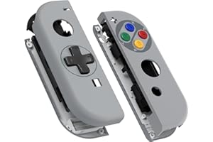 eXtremeRate SFC SNES Classic EU Style Joycon Handheld Controller Housing (D-Pad Version) Colorful Buttons, Replacement Shell Case for Nintendo Switch & Switch OLED Joy-Con – Console Without