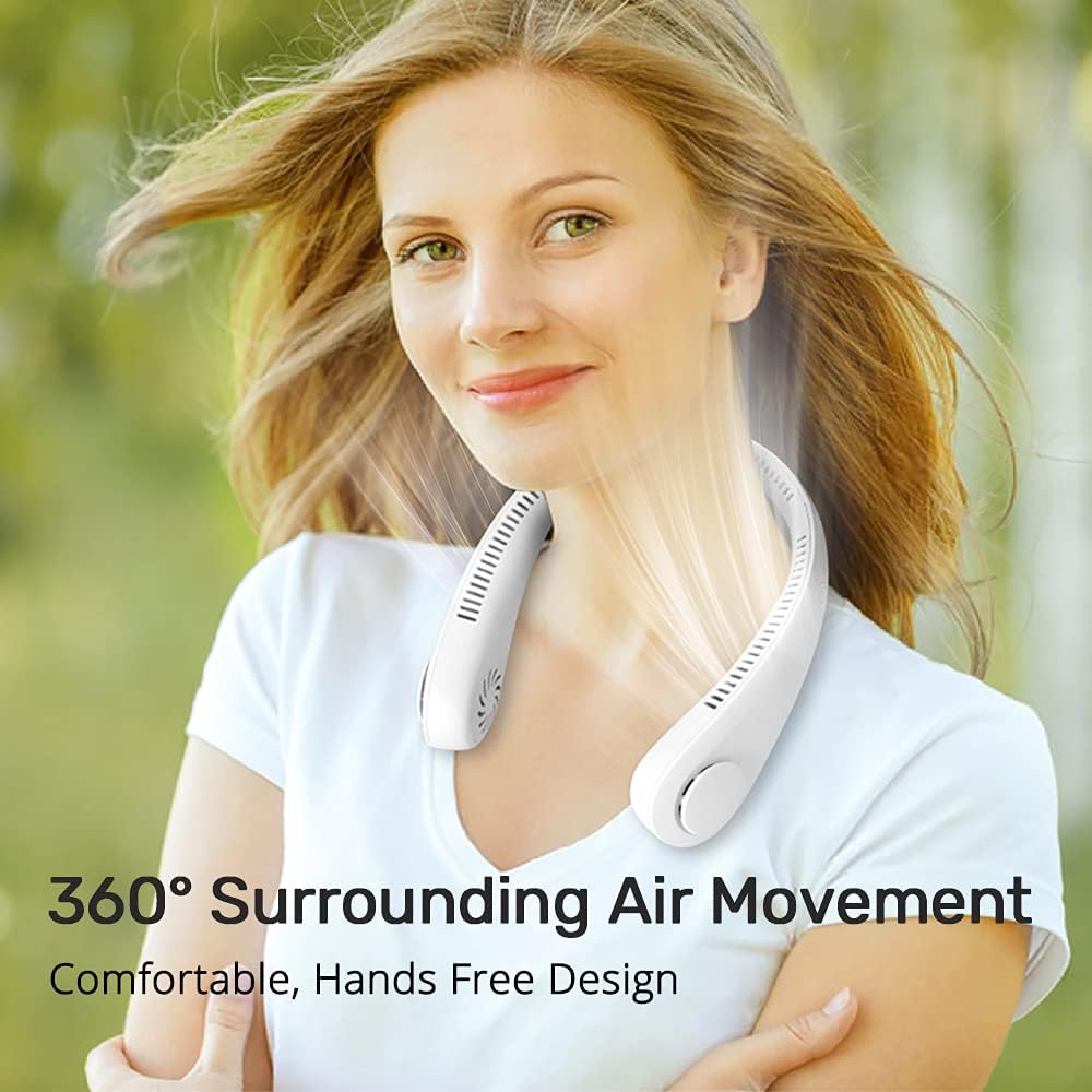 Portable Neck Fan, Hands Free Bladeless Fan, 4000 mAh Battery Operated USB Rechargeable Wearable Neck Fan, Headphone Design Personal Cooling Fan, 3 Speeds: Kitchen & Dining