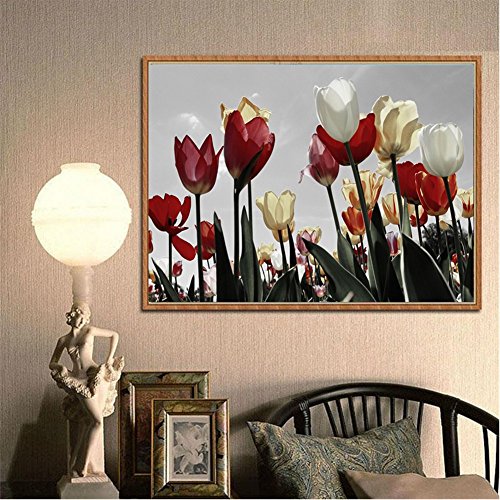 Norbi Painting With Diamonds, Tulips Embroidery Diamond by Number Kits Rhinestone Painting Cross Stitch Kit Wall Art Decor for Kids Adult Beginner