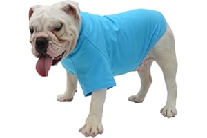 Lovelonglong Bulldog Clothes Dog Clothing Blank T-Shirt Tee Shirts for French Bulldog English Bulldog American Pit Bull Pugs 100% Cotton Skin Care Lake-Blue B-XL