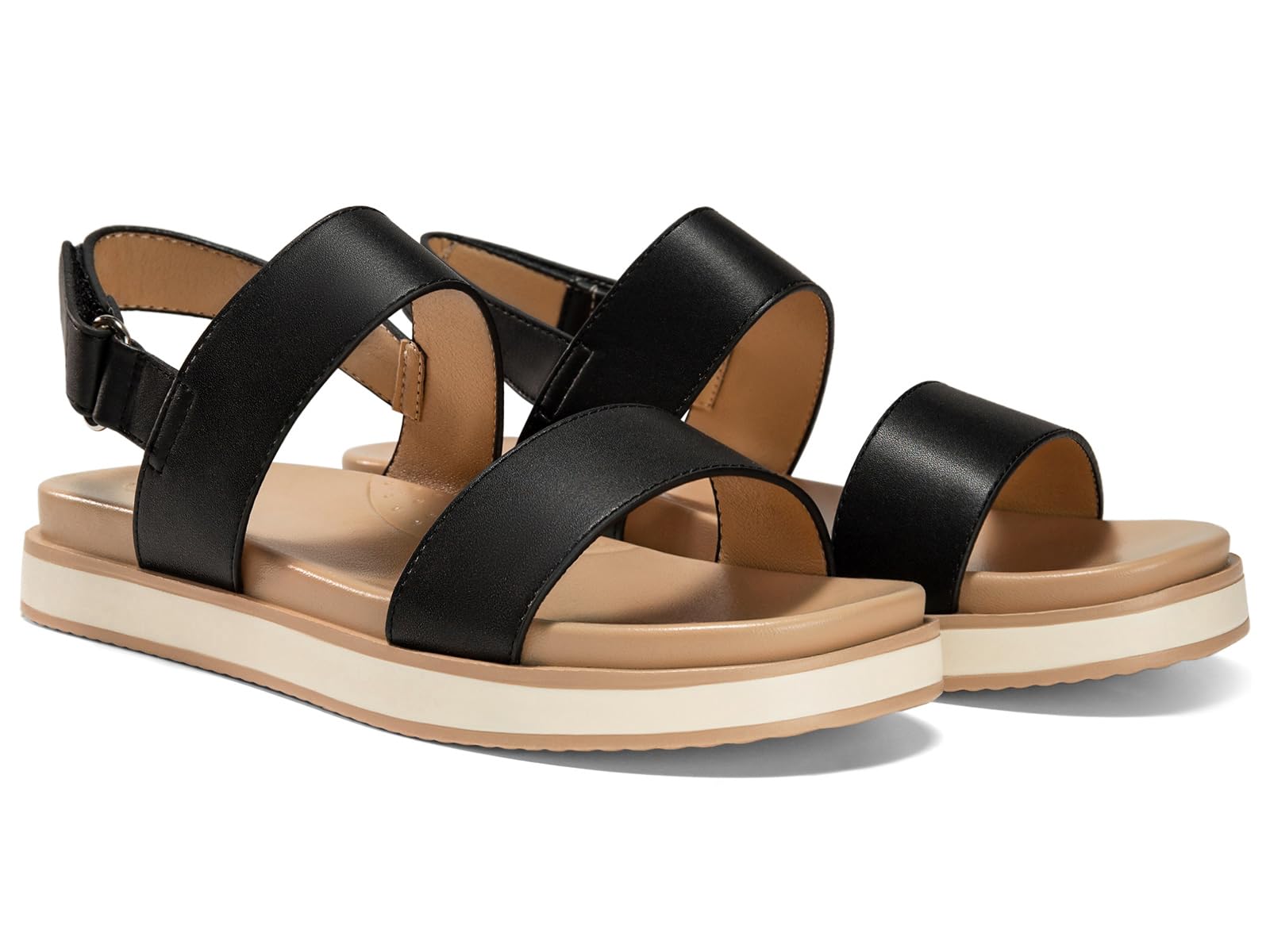 Photo 1 of Coutgo Womens Flat Sandals Comfortable Arch Support Adjustable Double Strap Lightweight Summer Platform Sandals, Black, Size 9.5