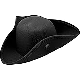 Jgalnim Pirate Hat for Men Women,Pirate Costume Accessories Hat,Colonial Triangle Hat for Halloween,Dress Up Party
