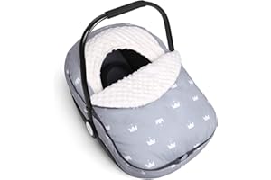 Metplus Winter Baby Car Seat Cover, Blanket-Style Winter Car Seat Canopy for Babies, Warm Plush Fleece Baby Carrier Cover for Infant Boys Girls