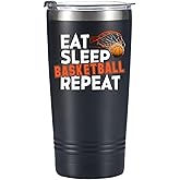 Onebttl Basketball Lovers Gifts for Coach, Men, Dad on Birthday Christmas - 20oz Stainless Steel Tumbler, Eat Sleep Basketball Repeat
