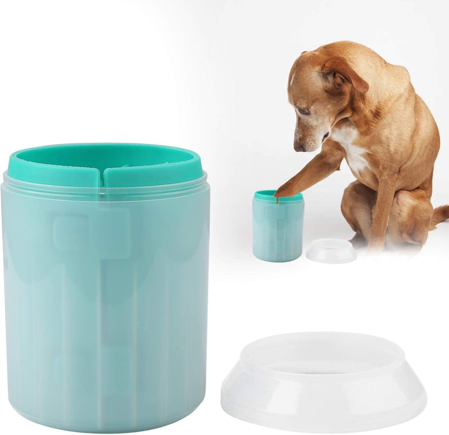 Oumefar Removable 360º Cleaning Cat Dog Cleaning Cup Pet Washing Cup Pet Dog Paw Cleaner Cup with Soft Silicone bristles for Small Breed Dog & Cat(green) - Image 3