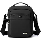 natyrlpog Men's Shoulder Bag Small Messenger Bag Nylon Business Waterproof Lightweight Casual Black Crossbody Bag for Work Travel Outdoor