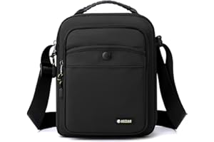 Men's Shoulder Bag Small Messenger Bag Nylon Business Waterproof Lightweight Casual Black Crossbody Bag for Work Travel Outdo