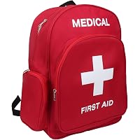 Jipemtra Red Emergency First Aid Backpack - Empty Medical Bag For Camping & Travel