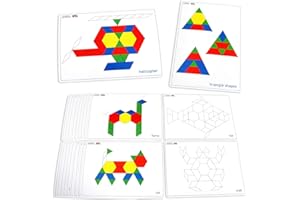 LEARNING ADVANTAGE 7149 Pattern Block Cards - Set of 20 Double-Sided Cards - Early Geometry for Kids - Teach Creativity, Sequencing and Patterning