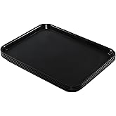 Anbers Plastic Eating Trays 4 Packs, Rectangle Serving Fast Food Tray, Black