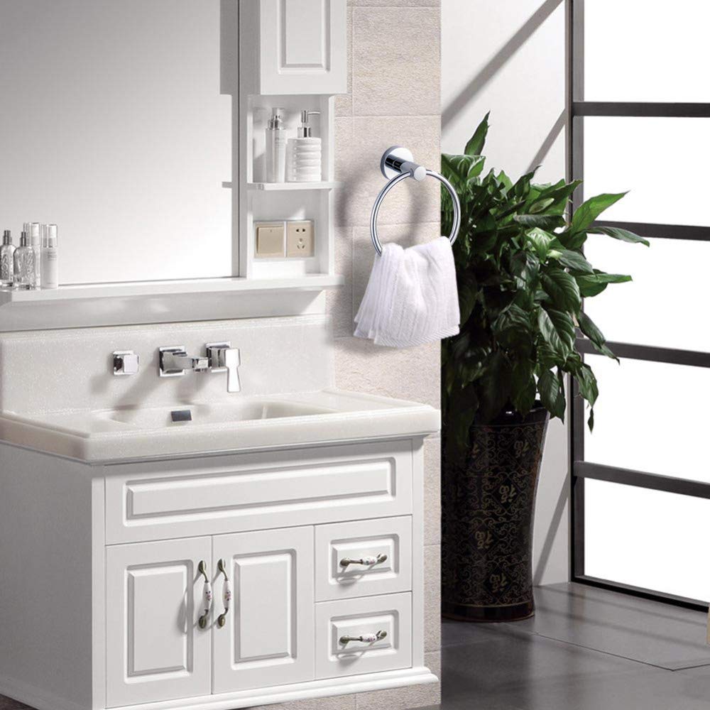 btcus4 Modern Towel Ring Chrome Wall Mounted Towel Rack Brushed Stainless Steel for Bathroom