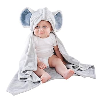 Amazon Com Baby Aspen Little Peanut Elephant Hooded Blanket Grey Baby