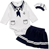 Xuomuen Baby Girls Halloween Costume Outfit,Little Red Riding Hood and Navy Blue Uniform Cosplay Clothes Role Play Skirt Set