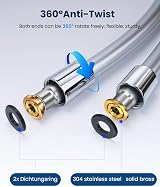 YEAUPE PVC 1.6m Shower Hose with All Brass G 1/2 Connectors view 5