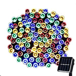 Image of WishWorld 200LED Outdoor Solar Christmas String Lights, 72ft 8Mode Waterproof Fairy Lights Decorative Lighting for Garden, Party, Lawn and Xmas Tree Decorations(Multi Color)