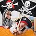 Hestya Jolly Roger Flag Pirate Skull Flag for Pirate Party Halloween Decoration Birthday Gift Pirate Day Christmas Gift, 3 by 5 Feet (Skull and Red Scarf, 2 Pieces)