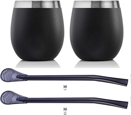 Lil Air Ensemble De Deux Tasses Calebasses Gourdes Courges A Mate En Acier Inoxydable Double Paroi Avec 2 Bombillas Et Une Brosse De Nettoyage Amazon Fr Cuisine Maison