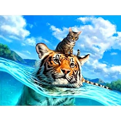 Travaux D Aiguille Peinture En Diamant 5d Diy Tigre Et Chat Overmal Broderie De Strass En Travaux D Aiguille Peinture En Diamant 5d Diy Tigre Et Chat Overmal Broderie De Strass En