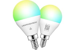 Lightinginside Matter E12 Smart Light Bulb 50W Equivalent 5W 550LM, 87+CRI, G16.5 RGBCW Candelabra Ceiling Fan Bulb, ETL List