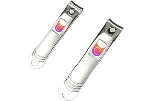 HOUSEIFY CUTICOR Nail Clipper Set - Set of 2 Fingernail and Toenail Clippers with Tin Travel Case - Ultra Sharp Stainless Steel Nail Clippers for Men and Women - Heavy Duty Nail Clippers for Thick Nails