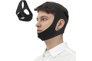 SILBINGAN Anti Snore Chin Strap for Men, Adjustable Anti-Snoring Chin Strap, Breathable Sleep Chin Strap to Keep Mouth Closed, Mouth Breathing Corrector & Snoring Solution, Comfortable Sleeping Jaw Strap, Black