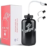 SHOKE Long Straw Water Bottle Hockey Boxing 1 Liter Water Bottle Football BPA Free Squeeze Leak Proof Sports Water Bottles for Baseball Lacrosse Cycling Sport Large Capacity 32 Oz/1 Liter-Black