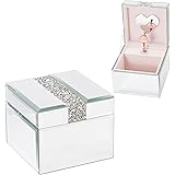 Timetrace Silver Diamond Mirrored Musical Jewelry Box Ballerina Jewelry Box for Girls Small Glass Box Glass Jewelry box