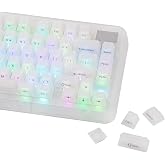 EPOMAKER Frost Jelly Keycaps Set, 126 Keys Forged Carbon Fiber Keycaps | Cherry Profile, ABS+PC, MX-Style Compatible for 61/68/84/87/98/100/104/108 ANSI Layout Mechanical Gaming Keyboards (White)