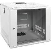 Tecmojo 9U Wall Mount Rack Network Cabinet for 19" IT Equipment,with Lockable Glass Door and Side Panels,Cooling Fan,17.7inch Depth,White,Computer/Electronics Equipment Data Rack