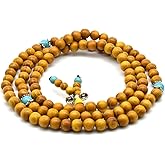 Zen Dear Natural Golden Sandalwood Mexican Bocote Mala Prayer Bead Bracelet Link Wrist Necklace Mala Beads