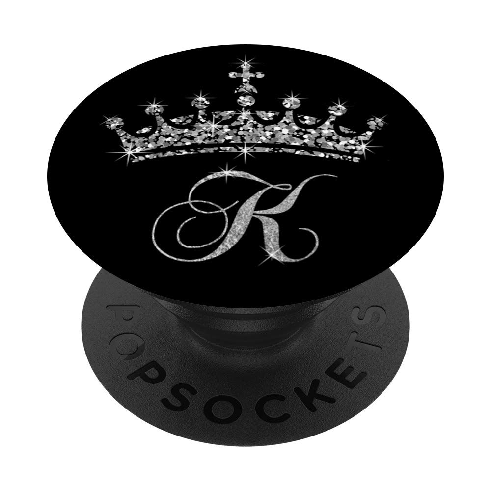 Initial K Letter Tiara Crown Queen Princess Royal - Crown K PopSockets PopGrip: Swappable Grip for Phones & Tablets