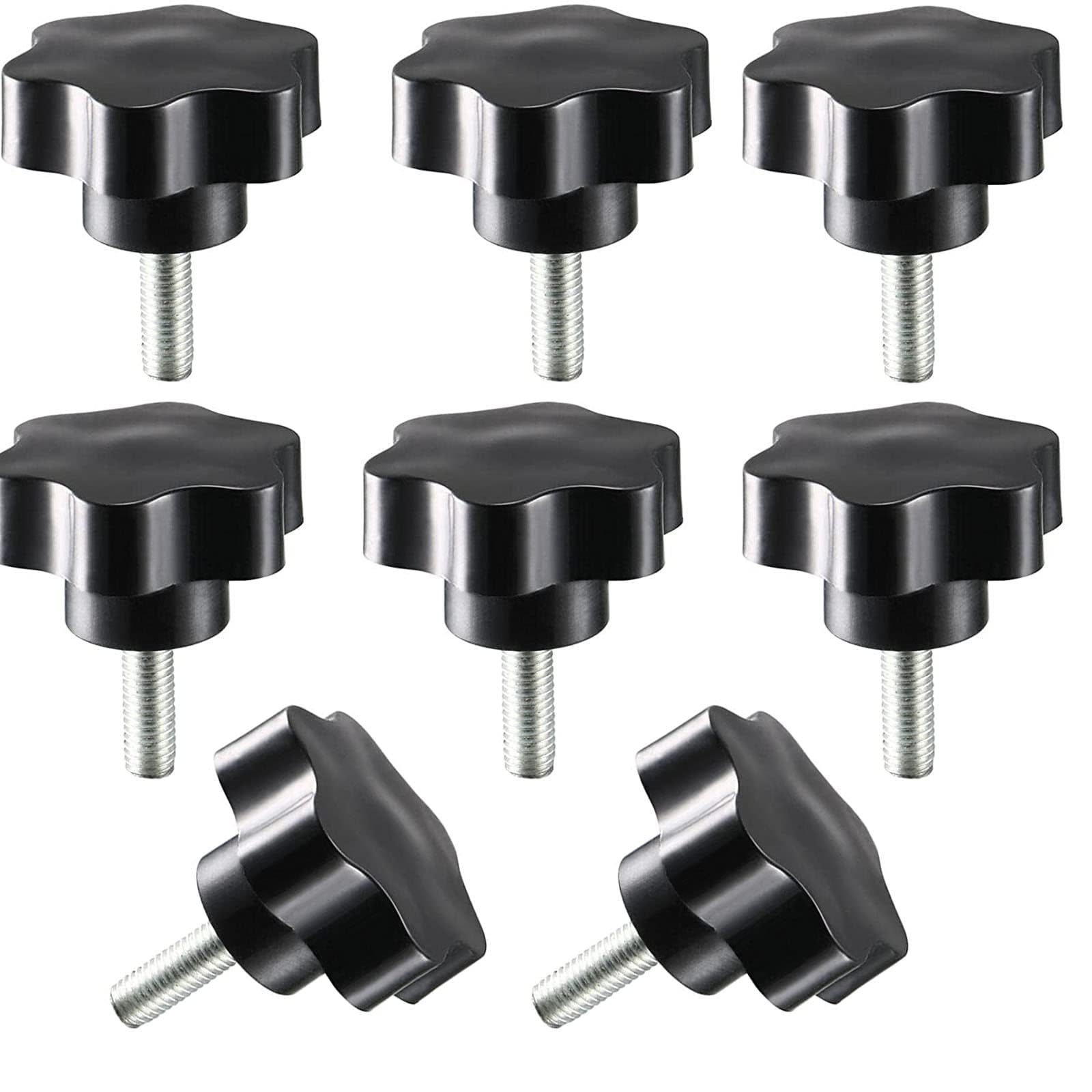 TOP-VIGOR 8Pcs M8 x 25mm Clamping Screw Knob Star Shaped, 32mm Dia Plum Hex Shaped Plastic Head Clamping Knob Male Thread Grips