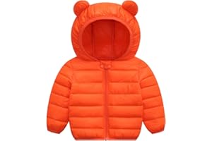 Achiyi Winter Coats Puffer Padded Jacket for Toddler Boys Girls Kids Light Outwear Cute Bear Ears with Hoods Clothing