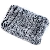 Yu He Rabbit Fur Headband - Winter Knit Neck Warmer Real Fur Headbands Women Scarf Muffler Frost black