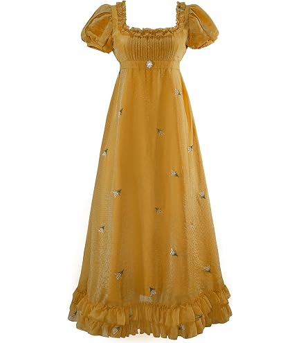 lady featherington dress MyheroCos Penelope Costume Regency Dress Women's Yellow High Waistline Dress-XS : Clothing, Shoes & Jewelry 0917