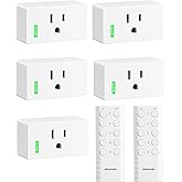 DEWENWILS 200FT Range Remote Control Outlet, No Interference Strong Signal, Indoor Wireless Outlet Switch for Lamps, Fans, Lights, 15A/1800W, ETL Listed (5 Outlets + 2 Remotes)