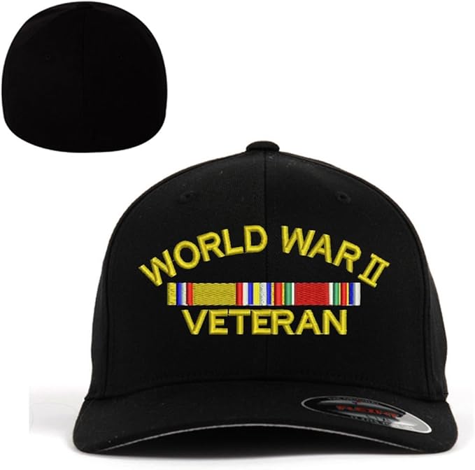 Amazon.com: World War 2 Veteran Flexfit Baseball Cap Military Hat Black