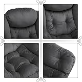 HollyHOME Armchair with Footstool Velvet Lounge Chair Dark Grey Steel Frame view 5