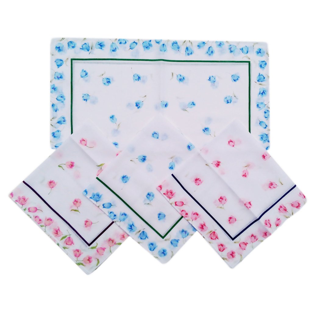 Buy OWM Handkerchiefs Dozen Cute Tulip Classic Vintage Ladies Handkerchiefs (Pack of 12) at