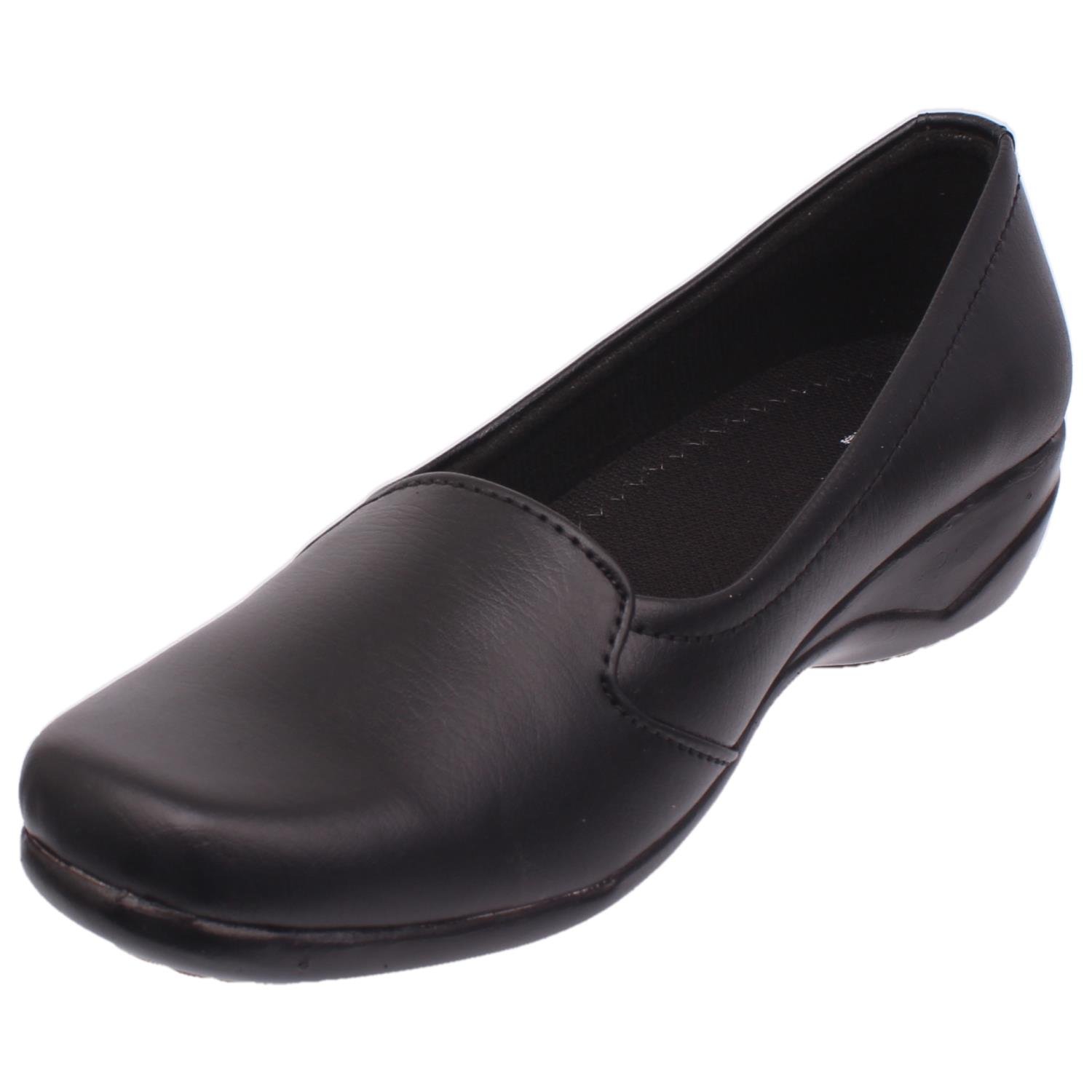 footshez women's synthetic leather black casual and formalwear light weight belly shoes