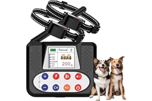 NBSUN Wireless Dog Fence System, Electric Fence for Dogs with Big LCD Screen, 2 in 1 Portable Wireless Pet Perimeter for Outdoor, Remote Training collar, Adjustable Collar for Big Medium Dogs (For 2 Dogs)