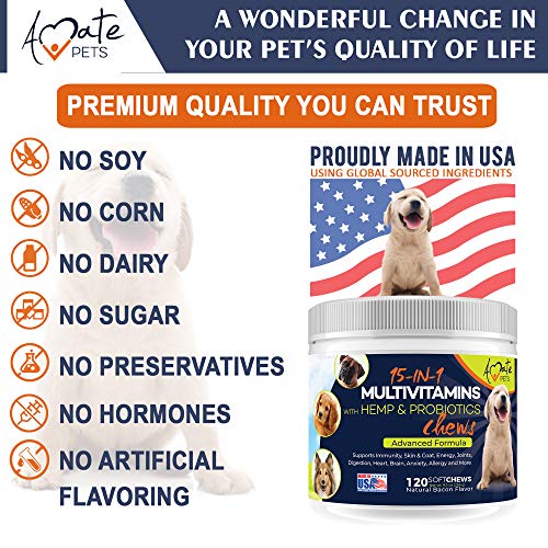 15in1 Dog Vitamins Chewable Multivitamins for Dogs with Probiotics