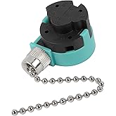 Ceiling Fan Switch, 4 Wire Zing Ear ZE-268S6 Pull Chain Switch Replacement 3 Speed Control Switch Compatible with Hunter Ceiling Fans, Wall Lamps, Cabinet Light (Nickel Pull Chain)
