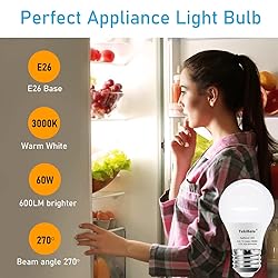 YukiHalu, A15 Appliance Light Bulb, 60W Equivalent