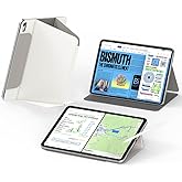 Feams for iPad Air 11 inch Case M3/M2 (2025/2024), iPad Air 5th/4th Gen 10.9 Inch 2022/2020, V-Fold Standing Magnetic Detachable Clear Back Case with Landscape Portrait Mode & Auto Sleep, Cream White
