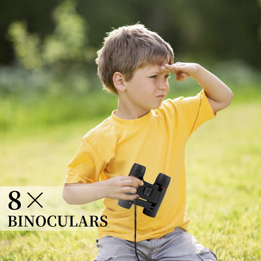 morpilot Kit Adventure Binocolo per Bambini Ottica Antiurto, Torcia a Manovella, Bussola, Lente d\'Ingrandimento, Scatola dell\'insetto, Fischietto e Zaino con Coulisse, Vicino alla Natura