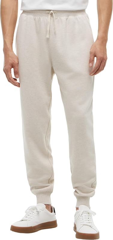 Uomo Pantaloni da Jogging Essential Terry Sweatpant in Cotone, Beige (Heathered Oatmilk), XL