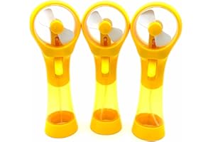 BJPEY Outdoor Personal Water Misting Fan Handheld Battery Operated Cooling Fans Portable Mist Spray Fan for Sports Travel Beach (Yellow)