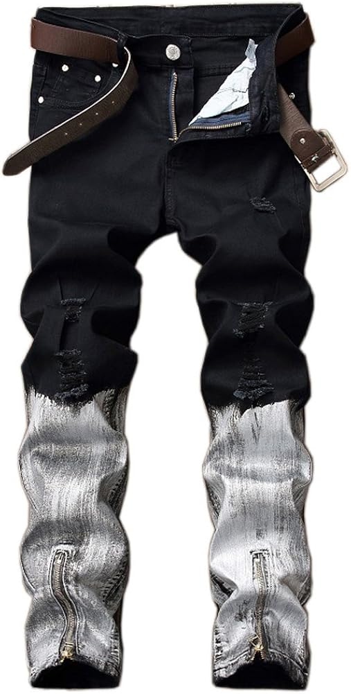 two tone jeans with zipper